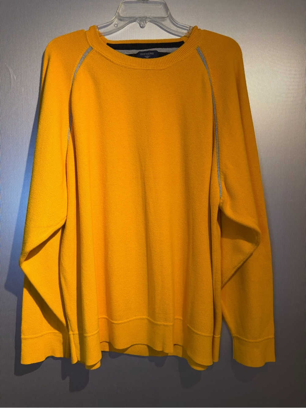 Dockers Men's Bright Yellow Crewneck Sweater with Contrast Trim